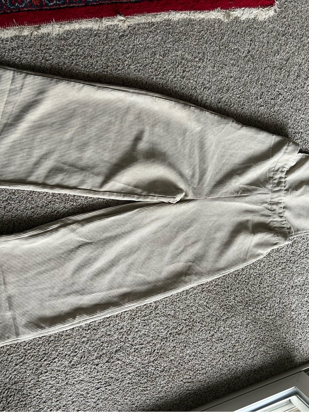 Men's Beige Corduroy Pants - Casual Elastic Waist